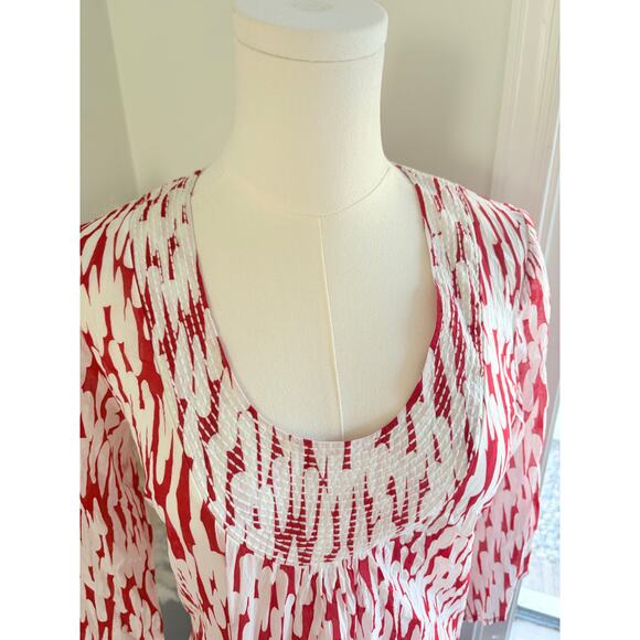 NWT Boden Toulon Tunic Top Womens Size 2 Red White Print Cotton Blouse - Picture 3 of 8